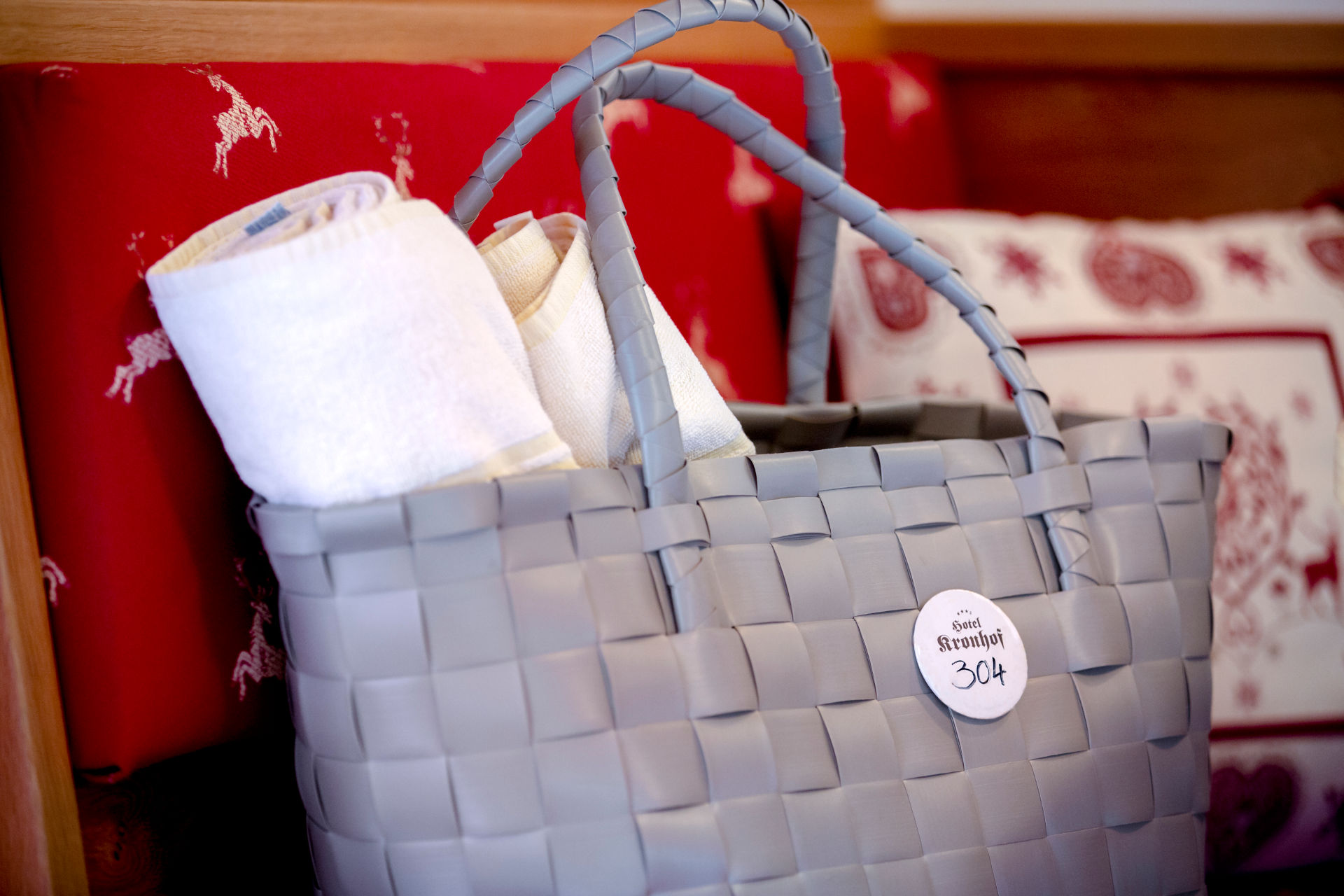 Tasche mit Badetüchern